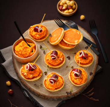 Recette Blinis houmous potiron canard