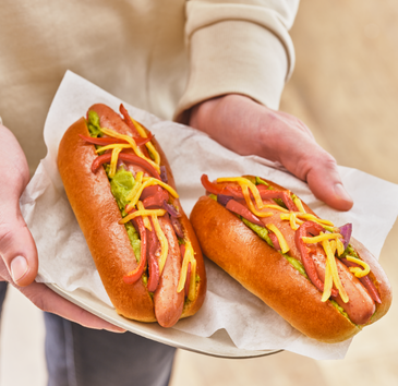 hotdog guacamole cheddar