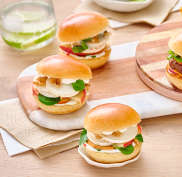 Minis Burgers Végétariens, Mâche, Chèvre et Miel